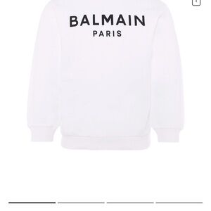 Balmain White Crewneck Sweatshirt with Black Logo Print